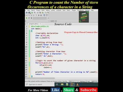 Program to Count Number of Occurrence of a Character in a Given String ...