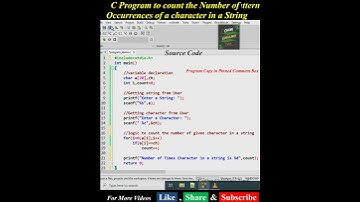 Program to Count Number of Occurrence of a Character in a Given String | C Program | #short