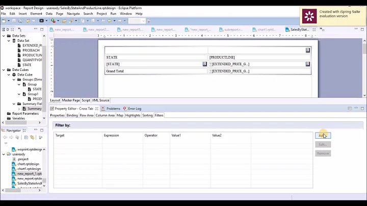 Report Designer/ BIRT/ Eclipse (part 6) Crosstab