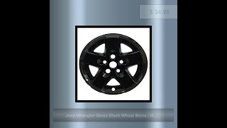 Jeep Wrangler Gloss Black Wheel Skins / Hubcaps / Wheel Covers 17 9074 2007 2008 2009 2010 2011 ...