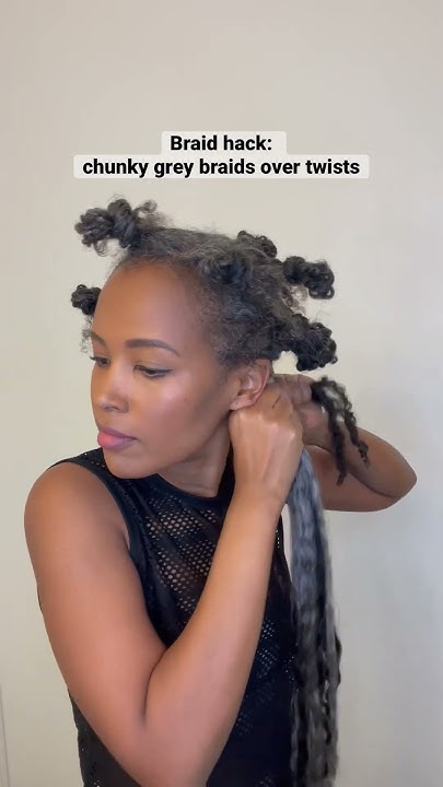  Braid hack: grey braids over two strand twists # #greybraids #twists ...