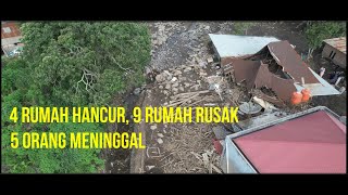 REKAMAN UDARA DAMPAK GALODO ATAU BANJIR BANDANG LAHAR DINGIN GUNUNG MARAPI DI KAPALO KOTO