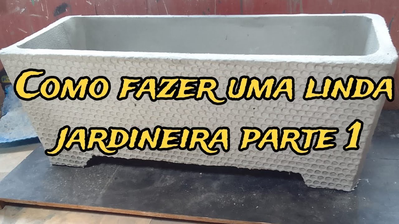 como fazer vaso de cimento e Jardineira parte 1