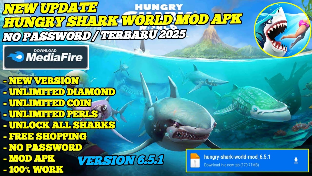 Download ! Hungry Shark World Mod Apk V6.5.1 Terbaru 2025