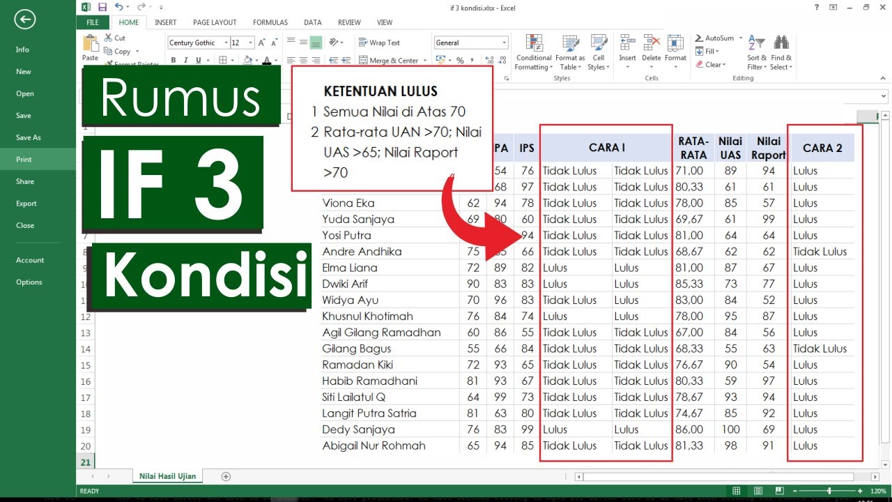 Rumus IF Pada eXcel dengan  Kondisi