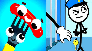 Fork N Sausage vs Thief Puzzle - Satisfying ASMR Video All Levels