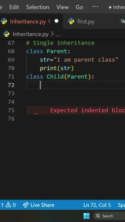 Single inheritance in python - YouTube