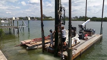 Dock Installation 1 - Drilling, Lifting, and Setting Initial Pilings