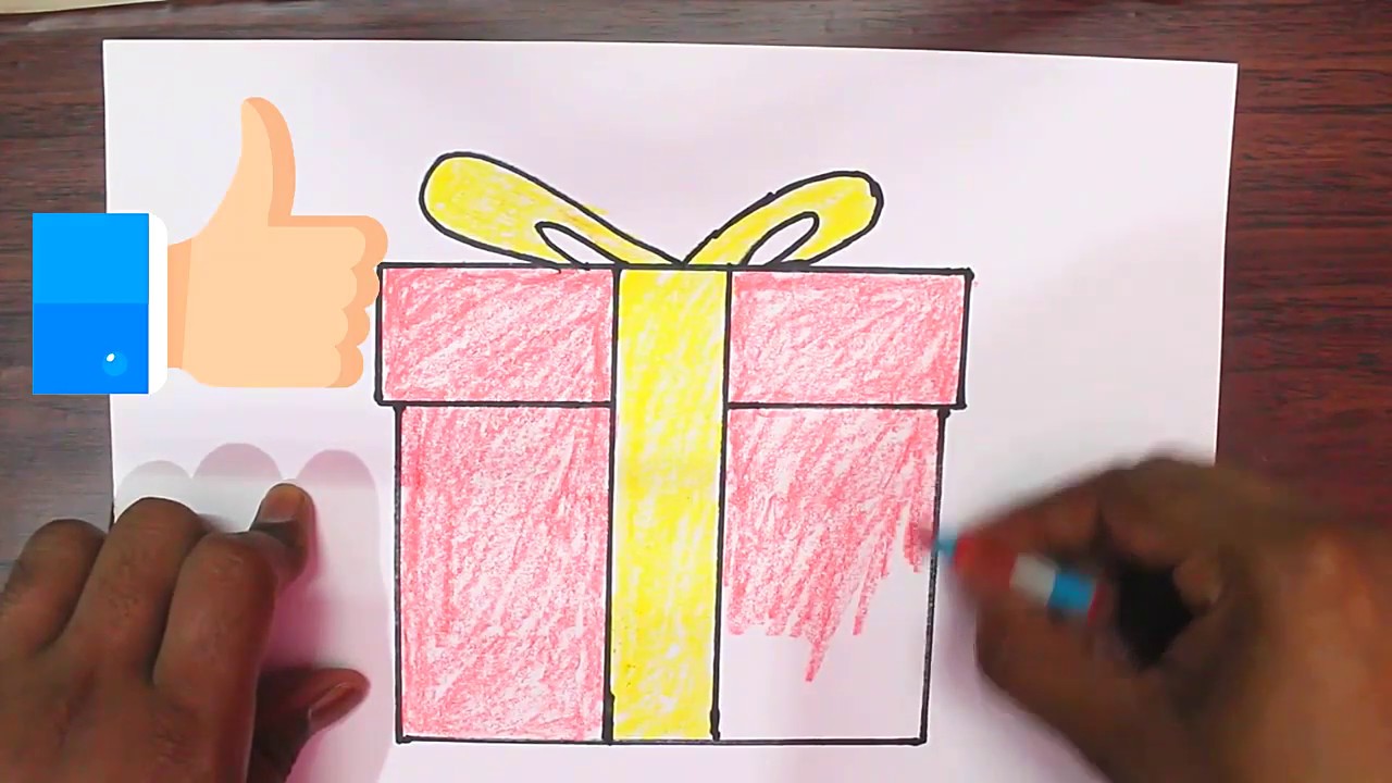 how to draw gift box very easy step by step - YouTube