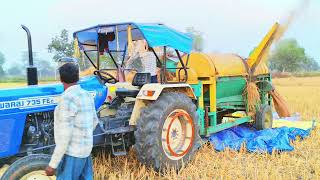 Driver Angry During Paddy Threshing 😡 | SWARAJ 735 FE Thresher |Tractor Video Farming |  screenshot 1