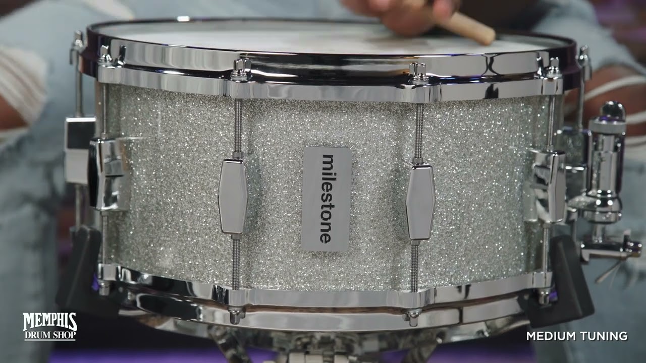 Milestone 14x6.5 Founder's Model Fiberglass Snare Drum with 10 Lugs - Silver Sparkle (M6514FM10-SS)