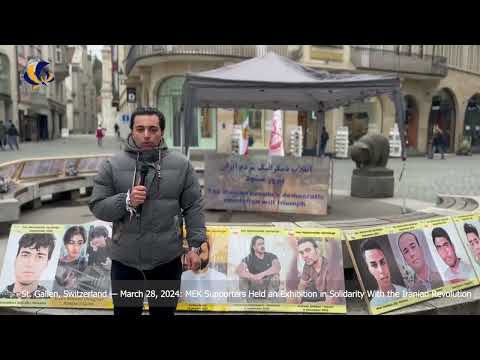 St. Gallen, Switzerland—March 28, 2024: MEK Supporters Exhibition in Support of the Iran Revolution.