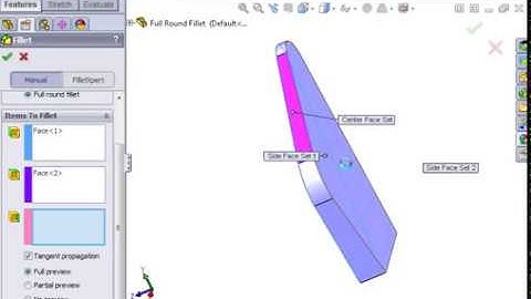 SolidWorks Part Modeling 03 Advanced Fillets   06 Full Round Fillets