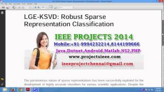LGE KSVD Robust Sparse Representation Classification