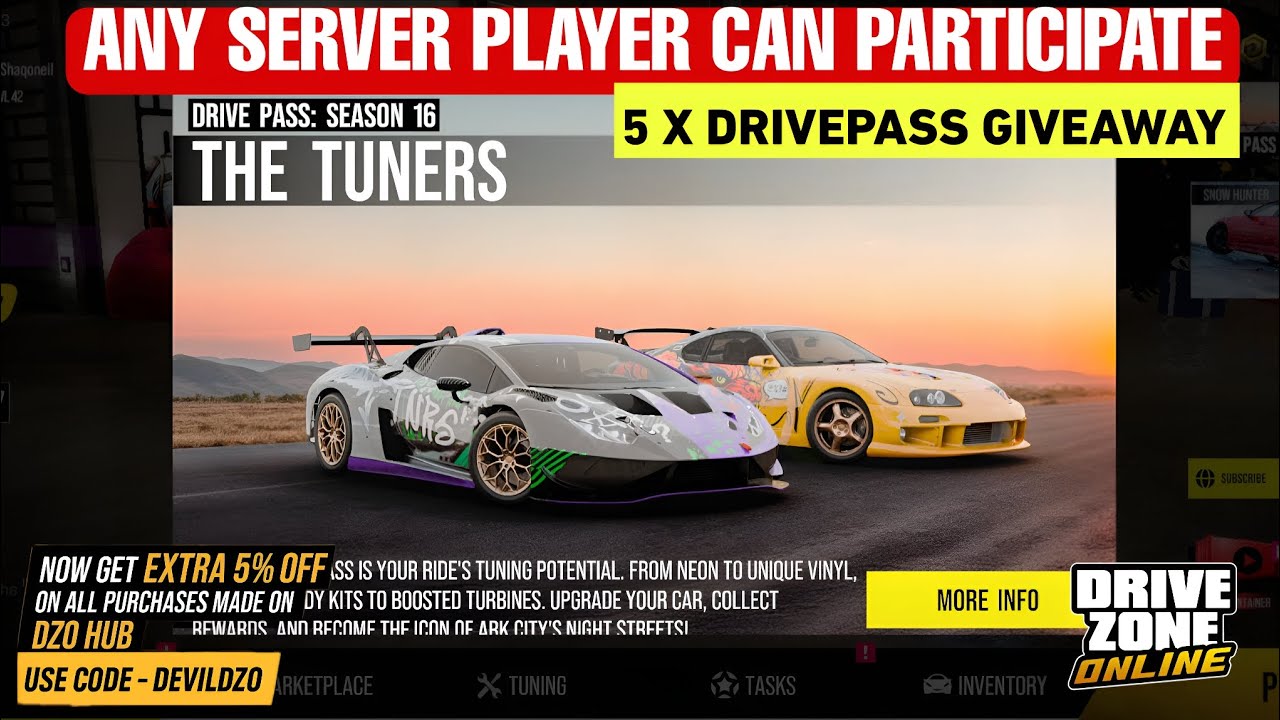 Drive Zone Online: 5 Drive Pass Giveaway | Season 16: The Tuners 