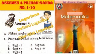 Asesmen 4 Pilihan Ganda No.1-10 Buku Interaktif PR Intan Pariwara Matematika Kelas 10 A Kurmer|Bab 1