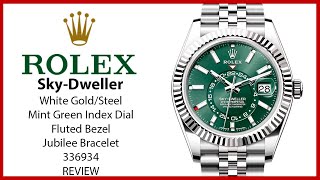 ▶ Rolex Sky-Dweller 336934 White Gold/Steel Mint Green Dial Jubilee - REVIEW