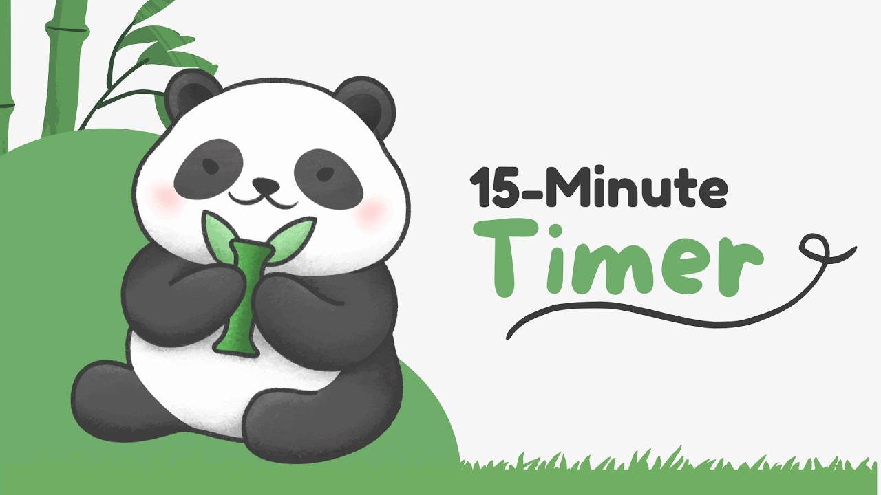 15 Minute Timer | Cute Panda Bamboo Forest (no music)