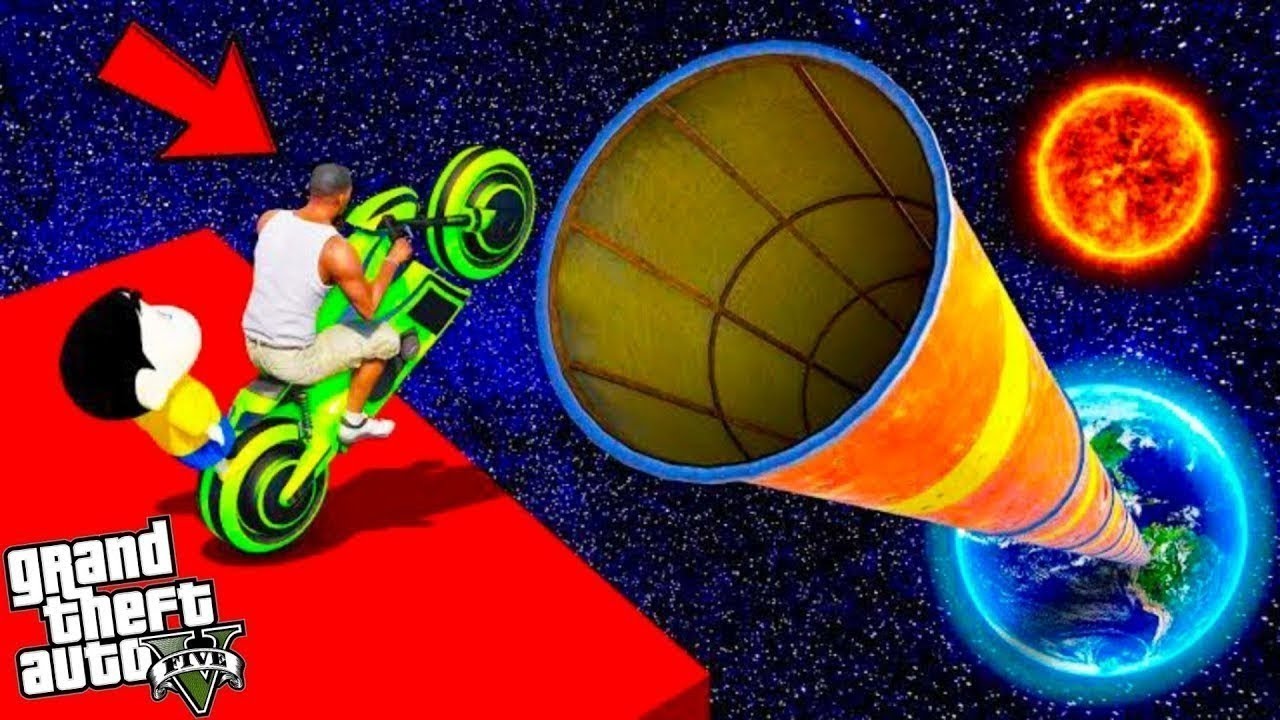 Shinchan and Franklin Found Tunnel to Space Parkour Challenge in GTA 5