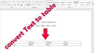Convert Text to Table in Word 2016 (1 min tutorial)