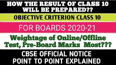 OBJECTIVE CRITERION CLASS 10 || CBSE LAYEST NEWS || MARKS CRITERIA FOR BOARD RESULT 2021