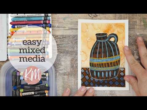 Easy Textured Watercolor Background with Rubbing Alcohol & Collage