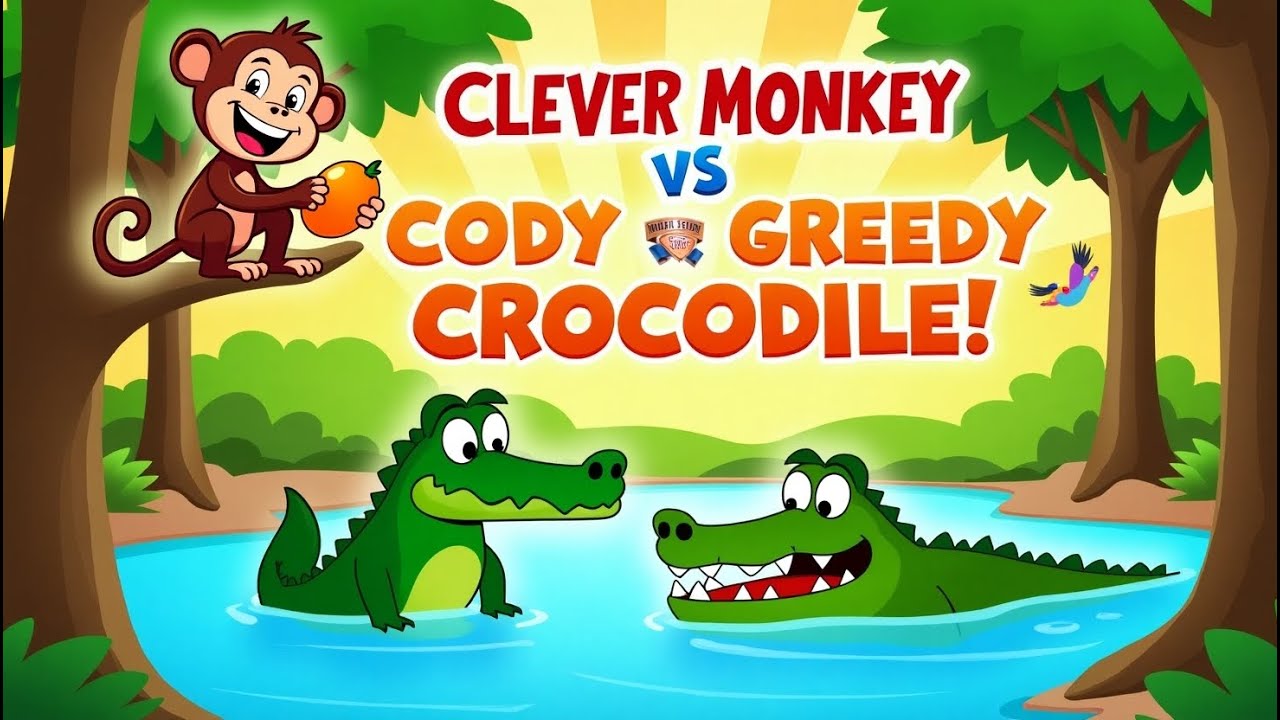The Clever Monkey & The Greedy Crocodile | Fun Jungle Adventure & Moral Story for Kids 
