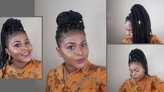 HOW TO BOX BRAIDS  ON TAPERED HAIR | RUBBER BAND METHOD | DIY screenshot 4