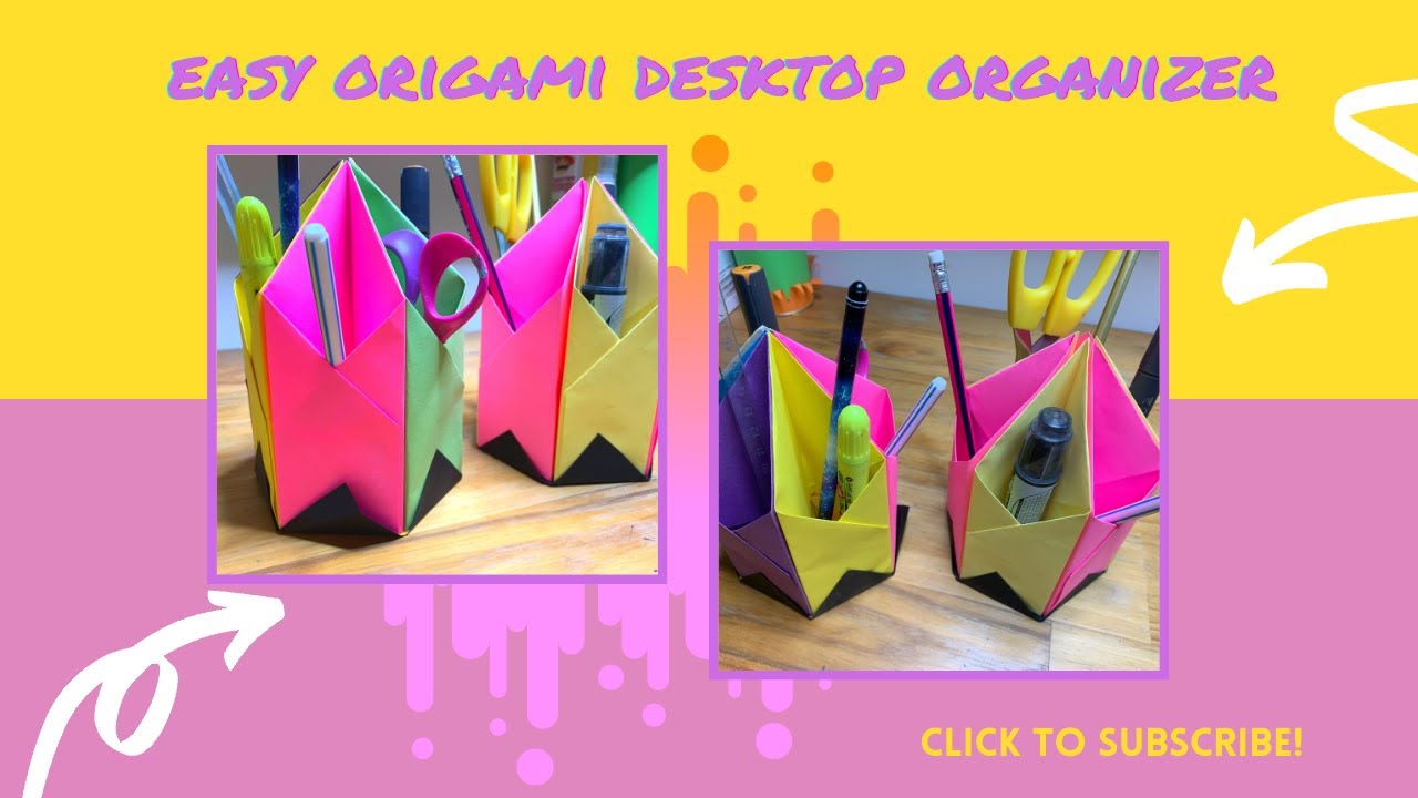 Easy Origami Desktop Organizer | Anewor's DIY Arts & Crafts - YouTube