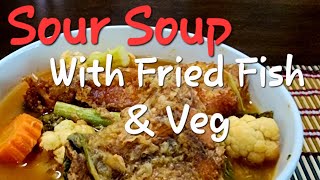 Thai Sour Soup with Fried Fish and Mixed Vegetables (Gaeng Som Pae Sa) - easy cooking