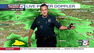 Grandview officer helps StormTrack5 Meteorologist Erin Little with forecast