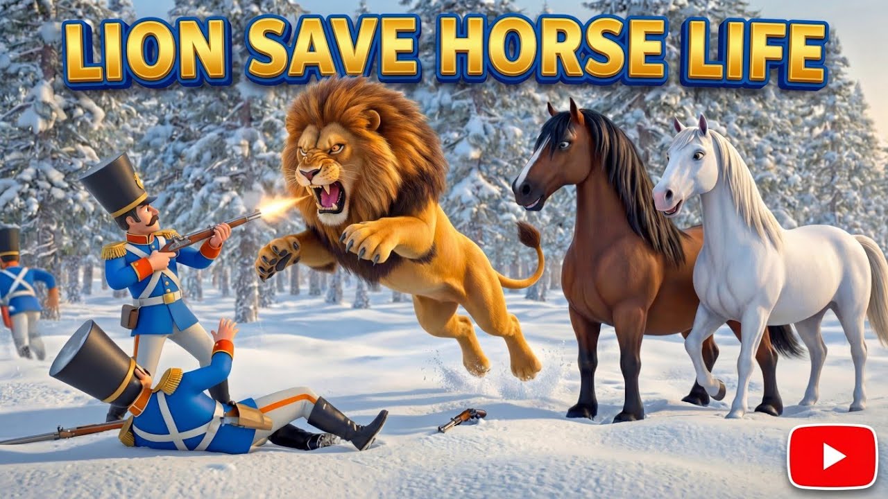 Lion 🦁 and Horse 🐎🐴🐎 cartoon | spirit is again in trouble | Village life with Noor