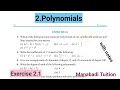 9th Class Maths: Polynomials & Exercise 2.1 Notes 📘