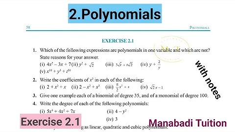 9th class maths| Chapter 2|👩‍🏫Polynomials|💁‍♂️ Exercise 2.1|with notes|