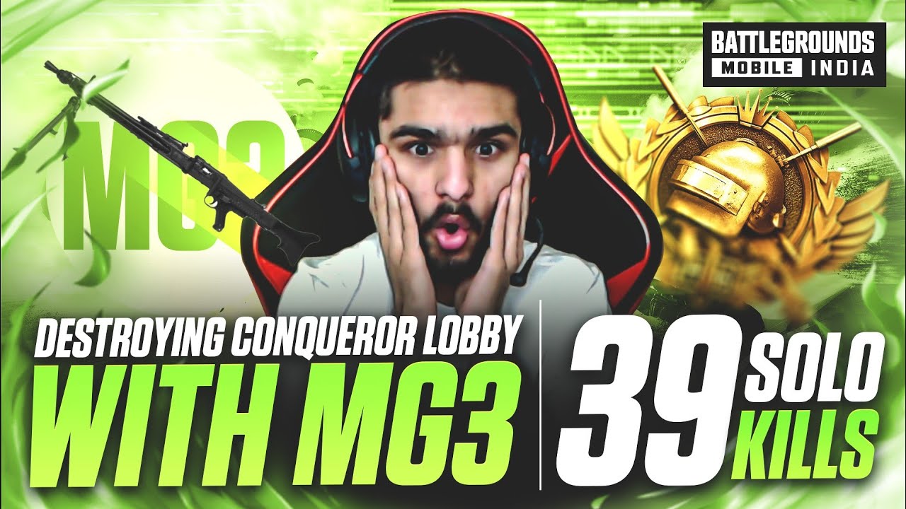 39 SOLO KILLS | MG3 + LoLzZz in Conqueror Lobby | BGMI Highlights