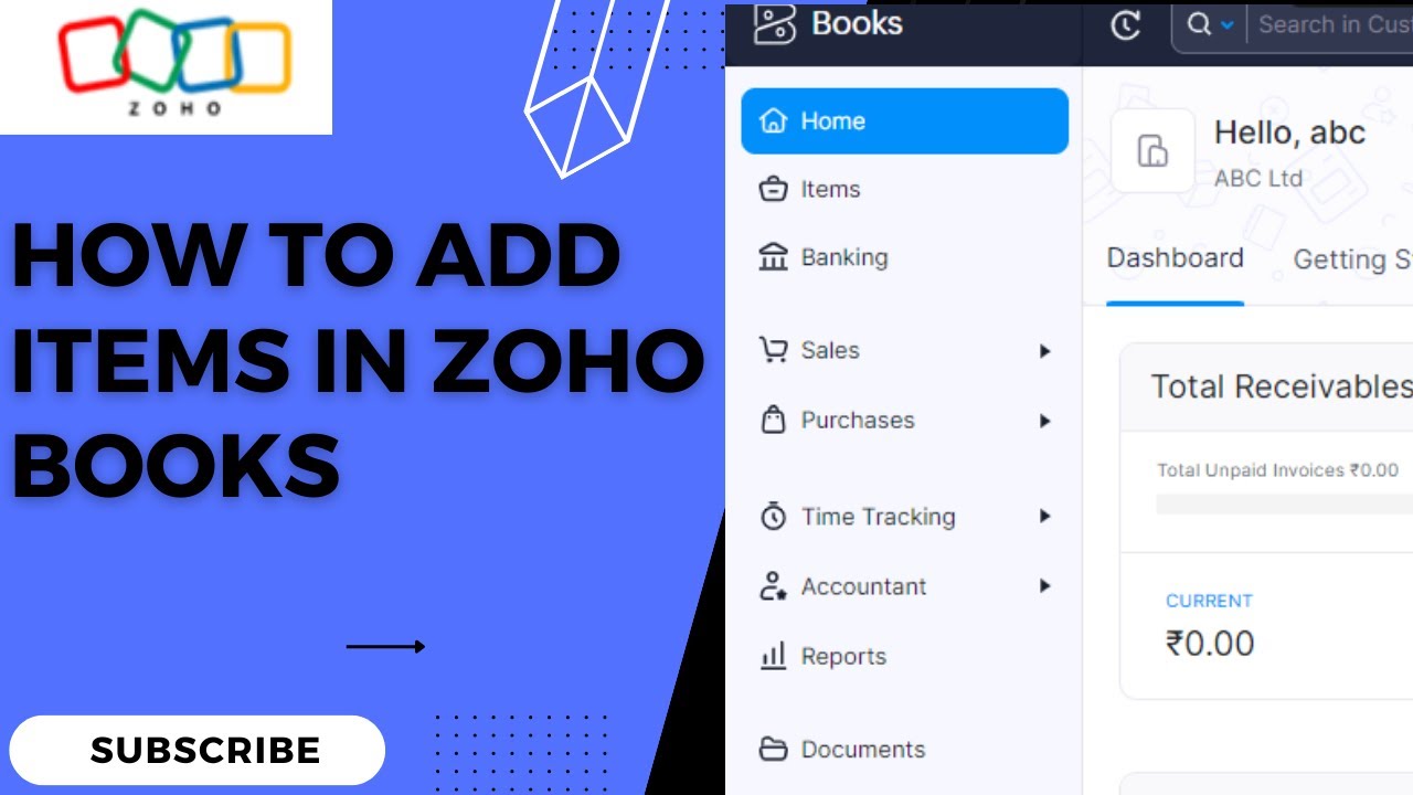 How To Add Items In Zoho Books - YouTube