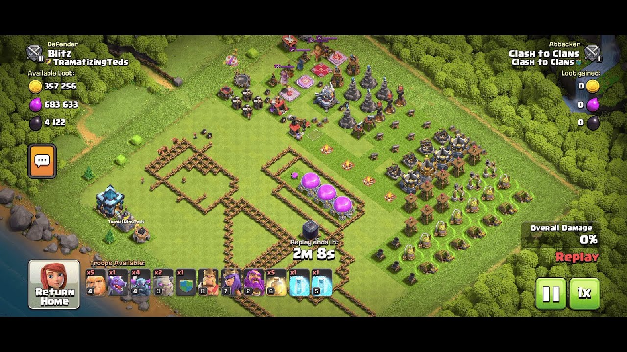 Traumatizing Teds vs Clash to Clans | COC Defenseless Town Hall 13 Classic Scenery Attack | Video 4