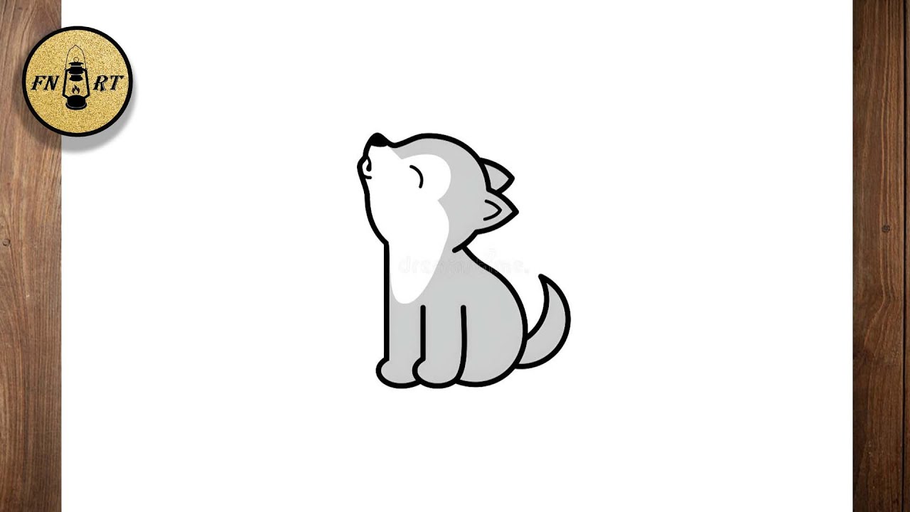 How to draw a baby wolf easy step by step for kids - YouTube
