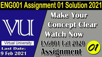 ENG001 Assignment 1 Solution 2021 | ENG001 Fall 2020 | Virtual University | AM Knowledge Official