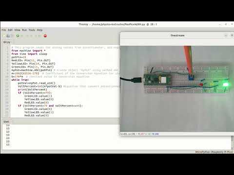 Controlling 3 number of LEDs by potentiometer with Raspberry Pi Pico