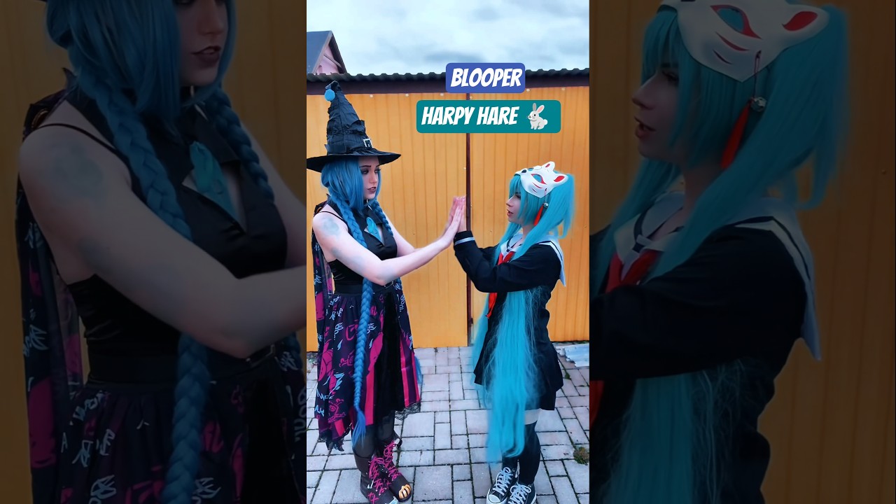Harpy Hare BLOOPER | Jinx & Hatsune Miku @nikkihatsunecosplay #cosplay #shorts