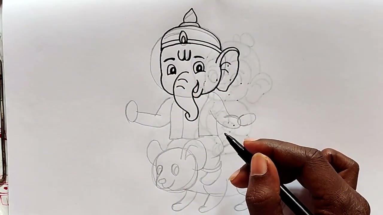 Cartoon Ganesh ji drawing easy 