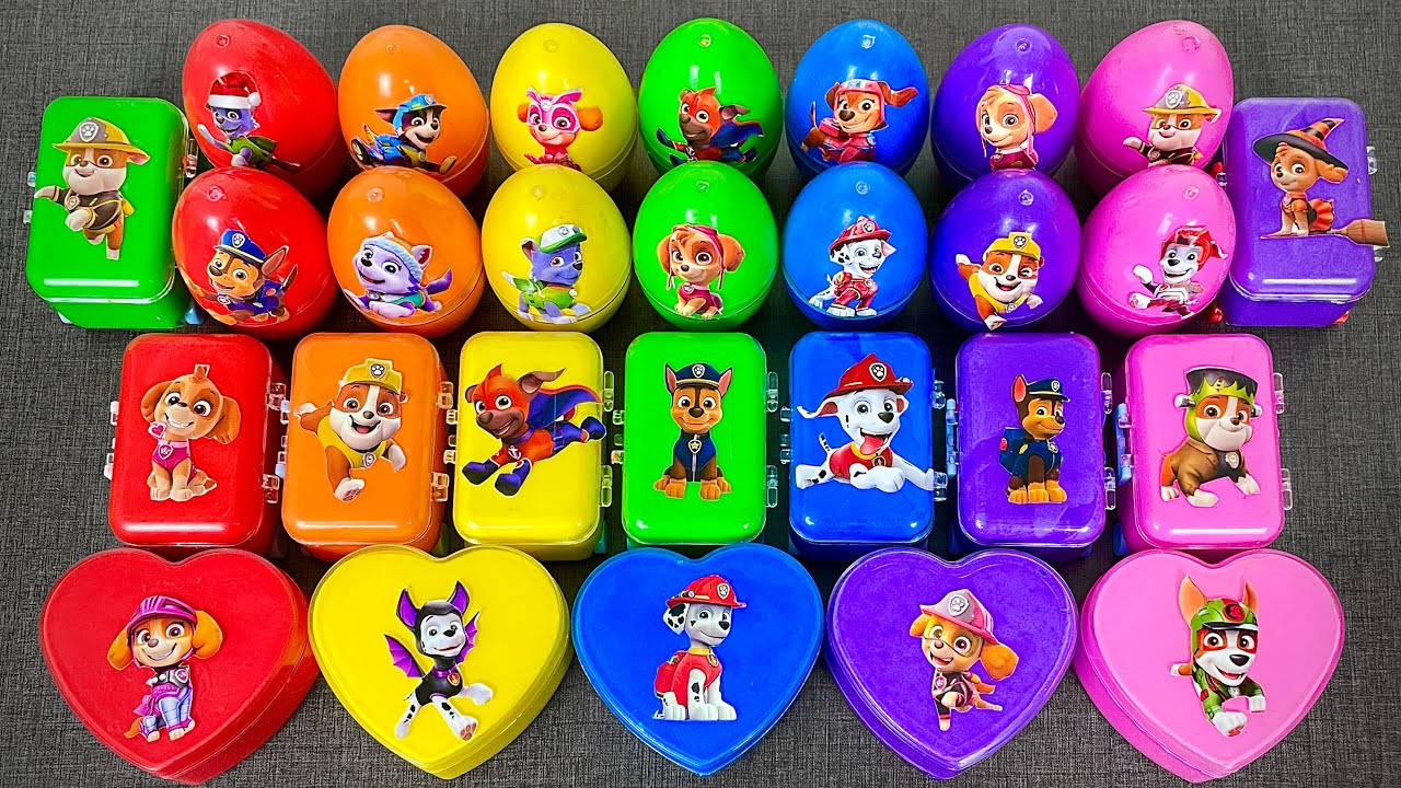 Paw Patrol Slime Surprise Hunt! Finding Marshall, Chase, Skye & Ryder in Egg Toys & Mini Suitcases