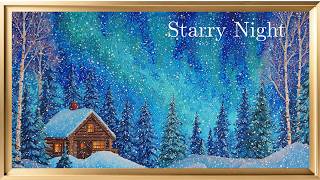 Van Gogh Style Snow Painting | 3-Hour Animated Winter Loop | Relaxing Snowfall TV Frame