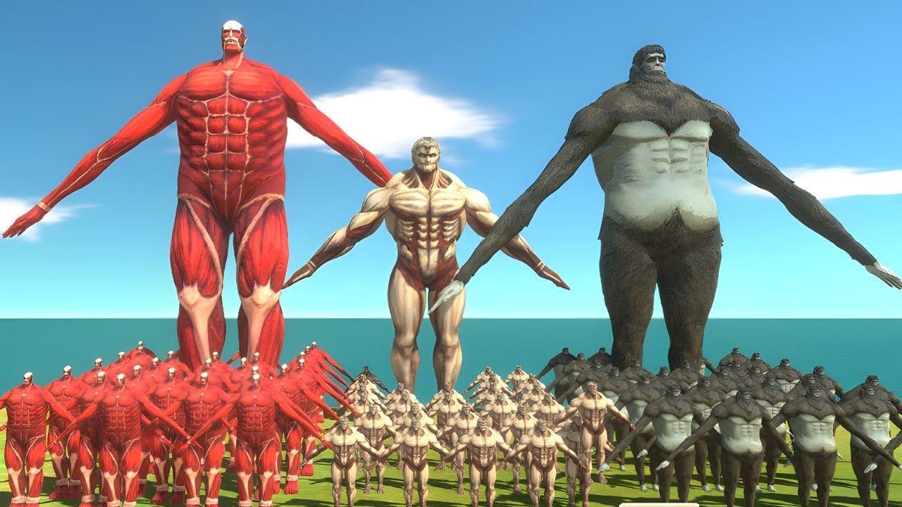 Colossal Titan vs Armored Titan vs Beast Titan | Titan War ARBS- Animal Revolt Battle Simulator