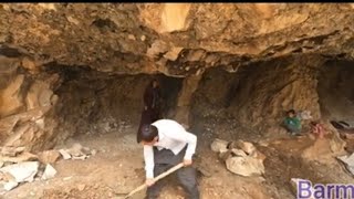 Building a hut in a cave by this hardworking nomadic family, Part 1