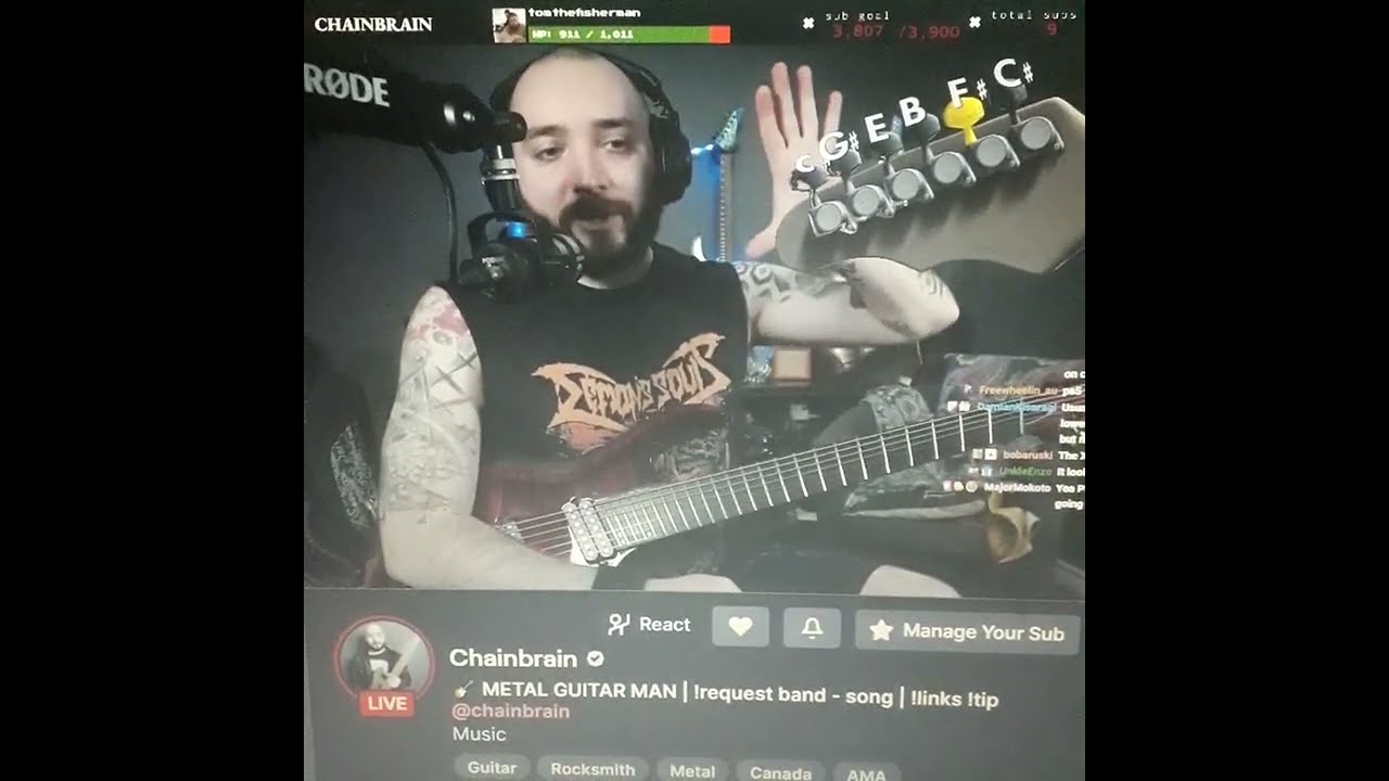 @Chainbrain tuning his guitar on his stream from yesterday.