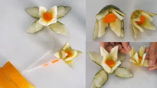 Simple Cocumber Flower Design. শসা দিয়ে অসাধারণ গার্নিশ খোদাই।