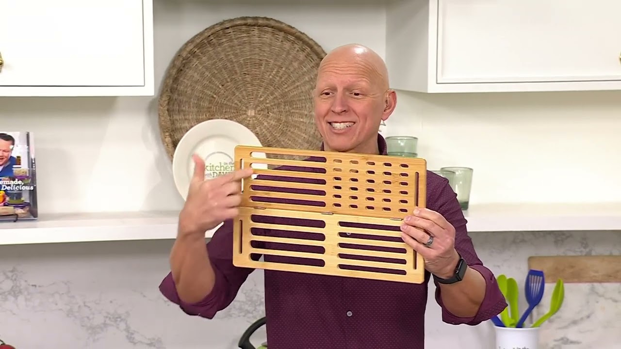 SIFTR Bamboo Foldable Multi-Use Dish Drying Rack & Trivet on QVC