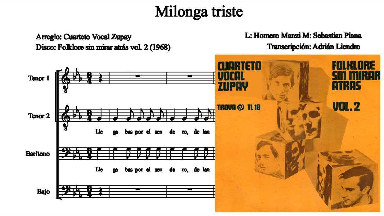 Cuarteto Zupay - Milonga triste (1968) transcripción Cuarteto Zupay - Milonga triste (1968) transcripción